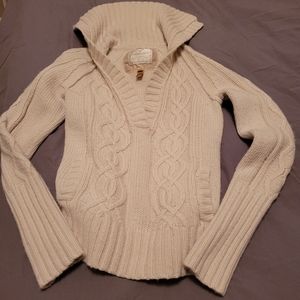 AE Wool Cotton Angora Ivory Cream Shawl Collar Pullover Sweater